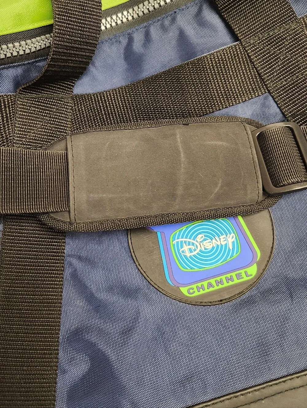 Vintage Disney Channel Duffel Bag Gym Bag Navy Blue Lime Green & Black with Logo